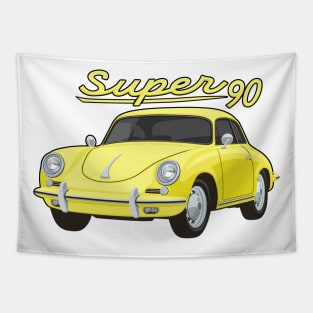 356 B Super 90 gt coupe Car classic vintage retro yellow Tapestry