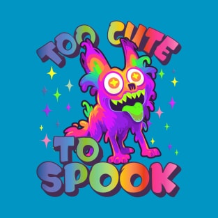 Too Cute To Spook Rainbow Wolf Ghost Funny Joke T-Shirt