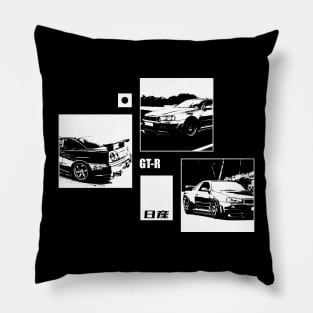 NISSAN SKYLINE GT-R R34 Black 'N White Archive (Black Version) Pillow