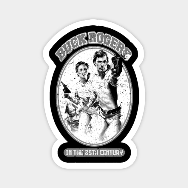 retro buck rogers 40 ago fight outside grayscale Magnet by bikorongae