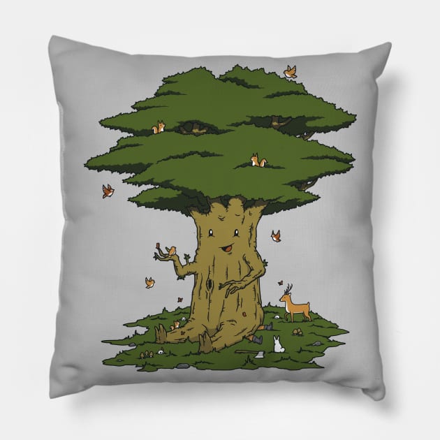 Friendly Tree Pillow by pigboom