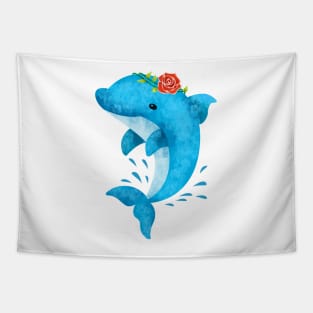 Cute Dolphin Jumping - Cute animal cartoon Tapestry