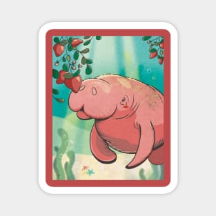 Manatee in Strawberry Sea Magnet