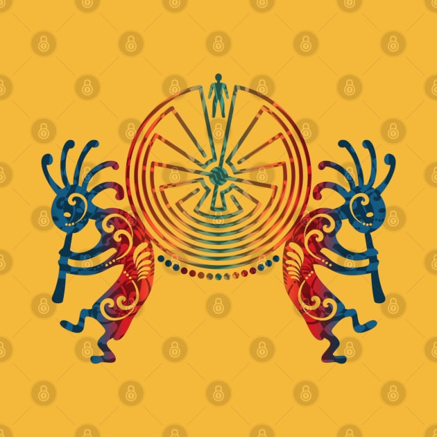 Kokopelli  & Man In The Maze Symbol colored by EDDArt