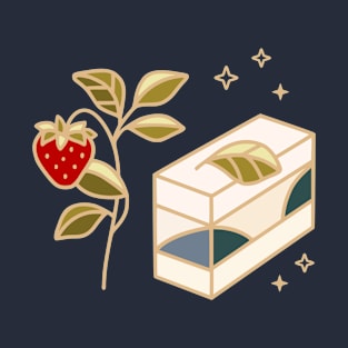 Strawberry and cheesecake with leaves T-Shirt