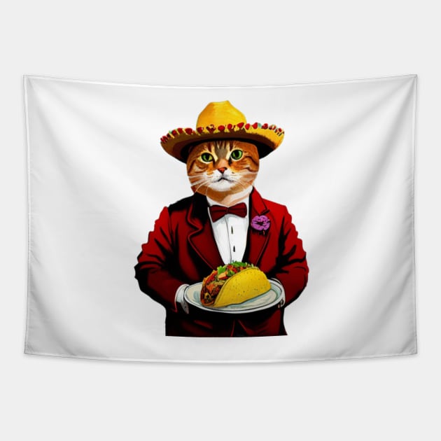 Taco Cat Provides All the Tacos Tapestry by DestructoKitty