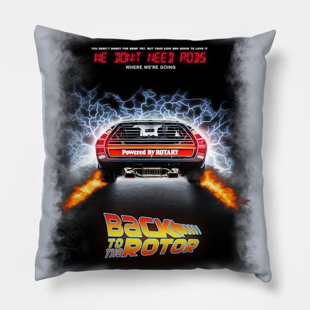 Back To The Rotor (on white) Pillow by hexgraphica