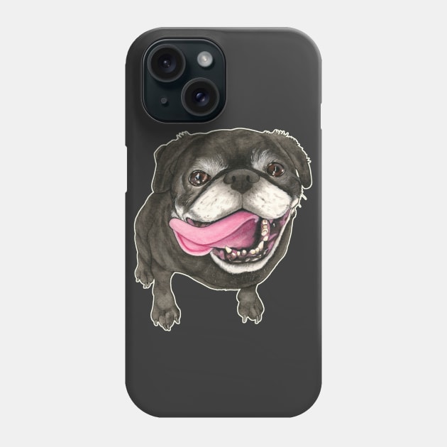 Dog Black Pug Phone Case by PaperTigress