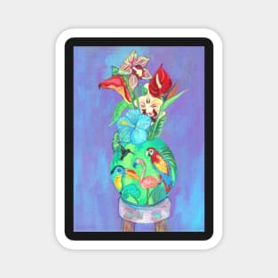 Flowers in a Vase with a Tropical Vibe Magnet