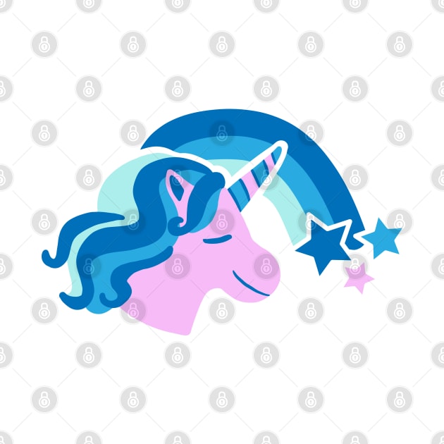 Cute Unicorn with Rainbow (blue/purple) by designminds1