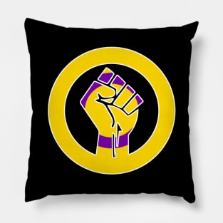 Black Lives Matter Fist Circled LGBTQ Flag Intersex Pillow