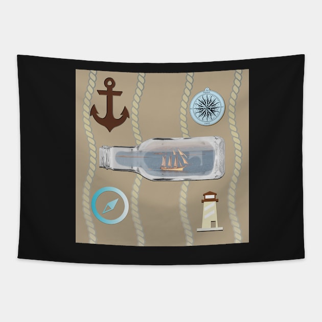 THE BEACH IS MY HAPPY PLACE NAUTICAL THEMED PILLOWS Tapestry by KathyNoNoise