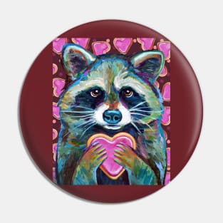 Valentine's Day Racoon With Sugar Cookie Pin