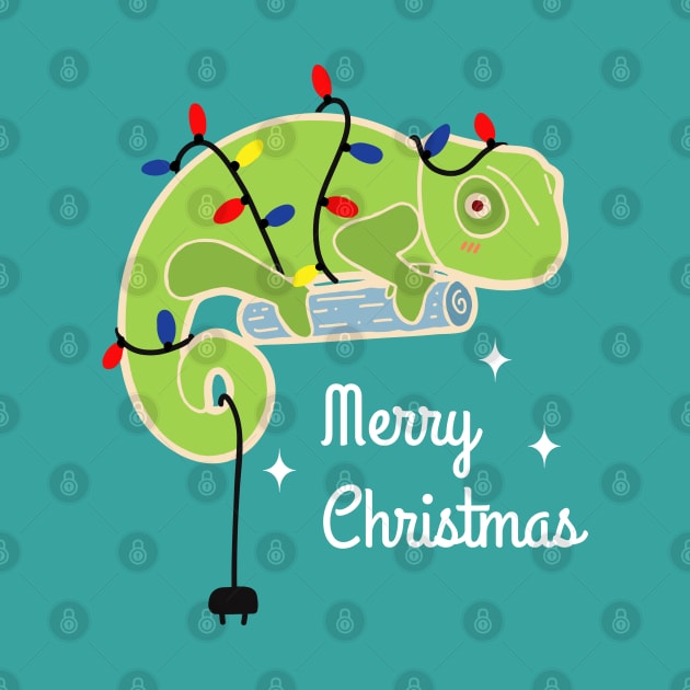 Chameleon Christmas Tree With Merry Christmas Message by vpessagno