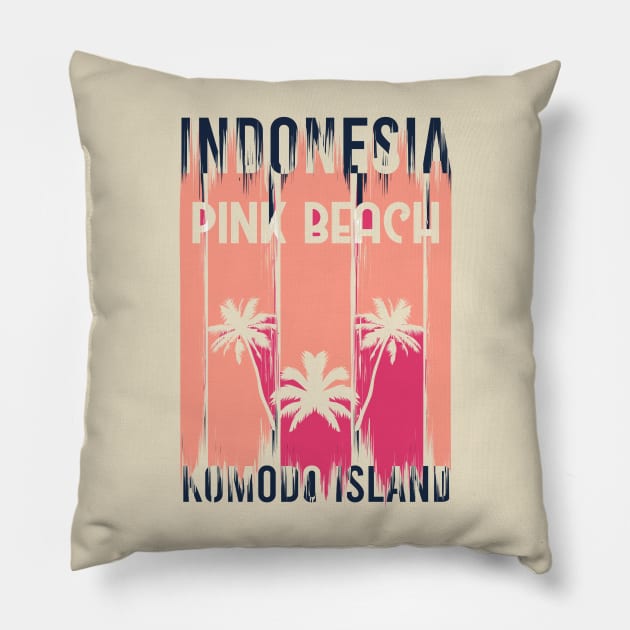 Pink Beach - Indonesia Pillow by Hashed Art