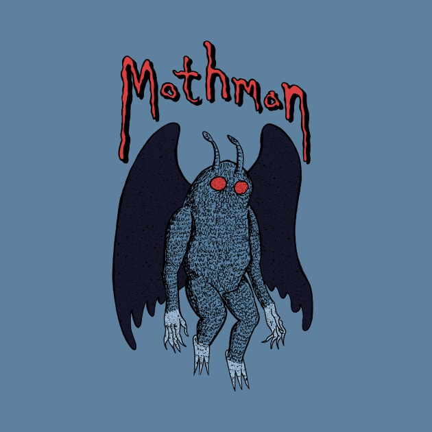 Mothman Cryptozoological Spooky Cute Halloween Drawing by Awful Waffle Press