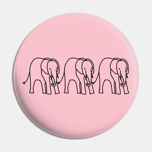 Three Baby Elephants Outline Pin by ellenhenryart