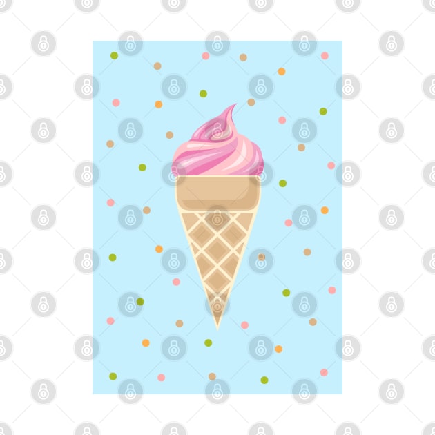 Vintage Ice Cream on Blue Background by RageRabbit