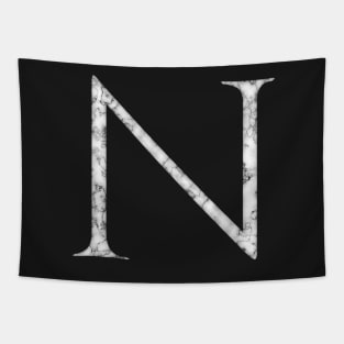 N in Roman White Marble Latin Alphabet Letter Sticker Tapestry