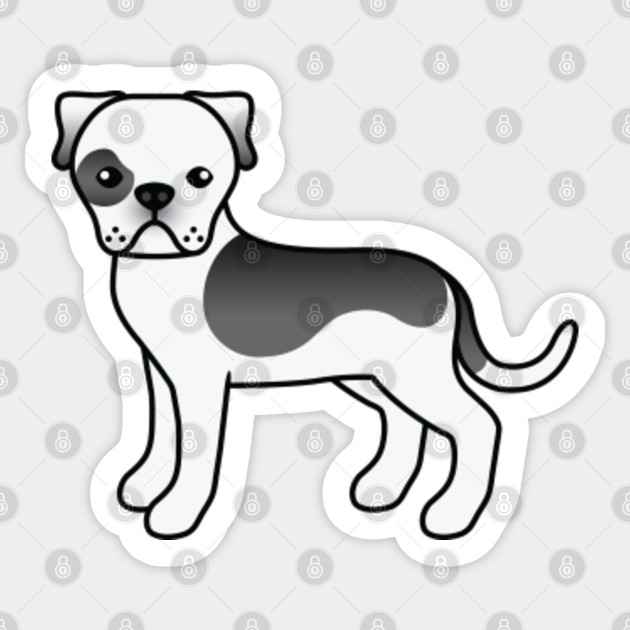Black Piebald American Bulldog Dog Cute Cartoon Illustration American Bulldog Sticker Teepublic
