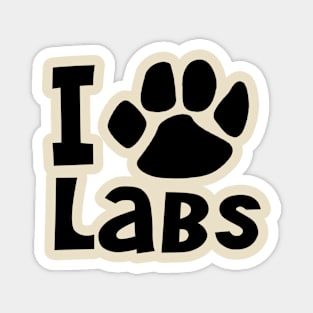 I Love Labs Paw Print Magnet