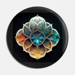 Bright Rainbow crystal lotus flower mandala Pin