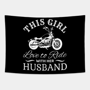 Woman Biker - This Girl Love to Ride With Her Husband Tapestry