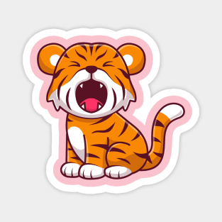 Cute Tiger Roaring Cartoon Magnet