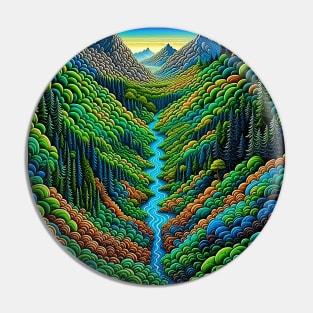 [AI Art] Green Valley, Optical Art Style Pin