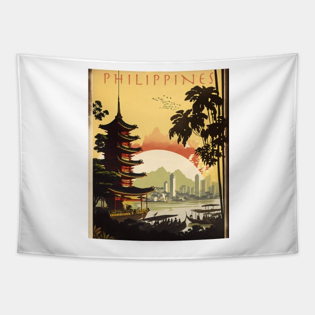 Philippines Vintage Travel Art Poster Tapestry by OldTravelArt