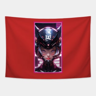 Anime Race Girl | Special Anime Artwork | Pink Red Black Blue Chibi Manga Anime Art Tapestry