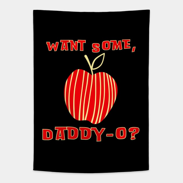 Want Some, Daddy-O? Red Apple Tapestry by TJWDraws