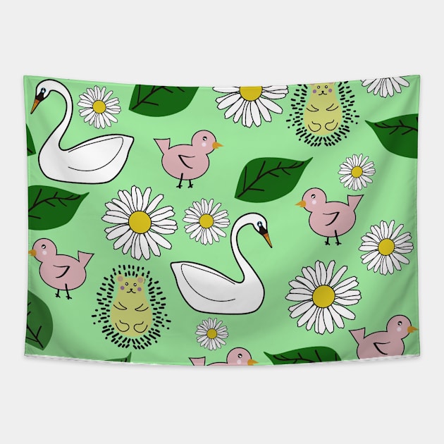 Cute Forest Animals Pattern Seamless Tapestry by MichelMM