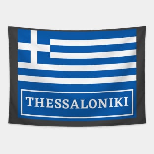 Thessaloniki City with Greek Flag Tapestry