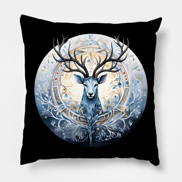 Winter Solstice - Stag Pillow by Mistywisp