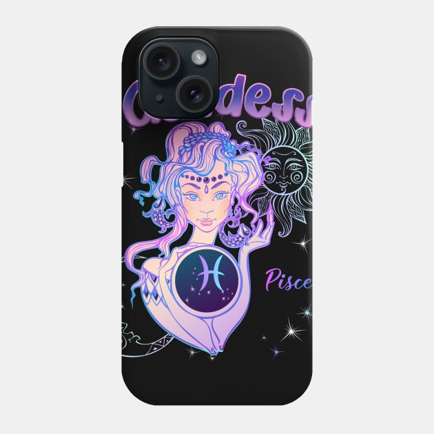 Zodiac Pisces Goddess Queen Horoscope Phone Case by The Little Store Of Magic