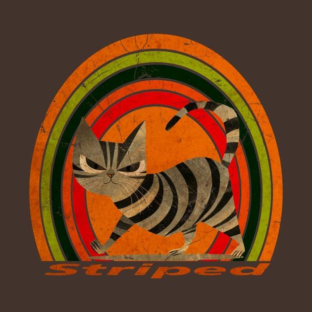 vintage striped cat by rika marleni