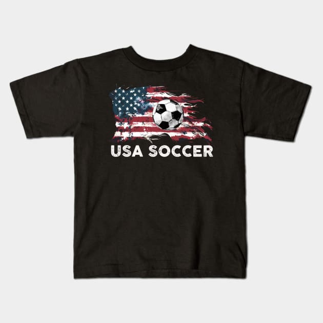 VINTAGE US SOCCER TEAM AMERICAN FLAG - Support Us Men S Soccer Design -  Kids T-Shirt