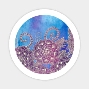 Magnolia & Magenta Floral on Watercolor Magnet