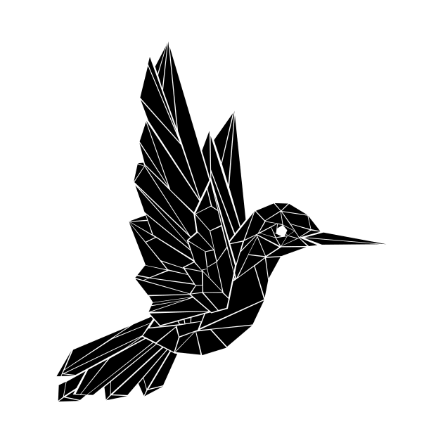 Black Polygonal Hummingbird by Blackmoon9
