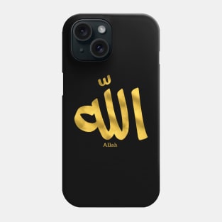 Allah in arabic  (God) typograghy, gold style modern minimalist Phone Case