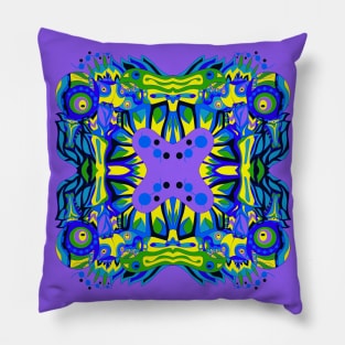 dark monster dogu mecha robot in ecopop pattern Pillow