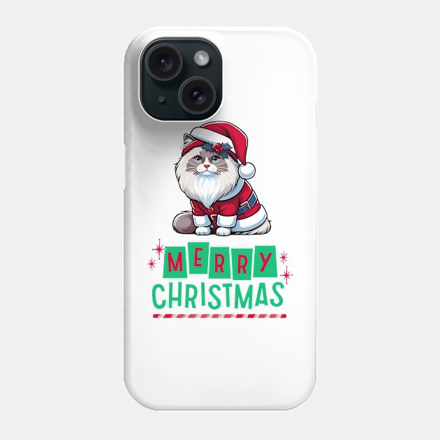 Merry Christmas Ragdoll Cat Phone Case by Graceful Designs