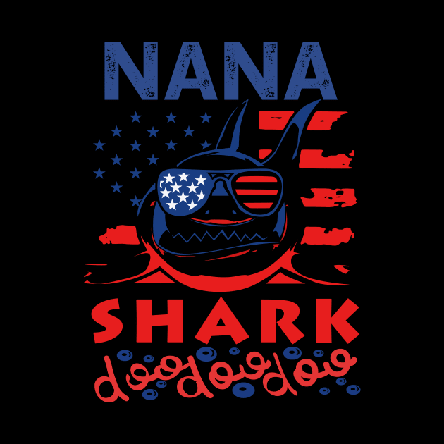 Nana Shark American Flag July Of 4th by gotravele store