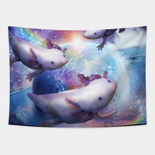 Rainbow Axolotl In Space, Galaxy Axolotls Tapestry