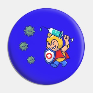 People Fight Corona Virus Cartoon Pin