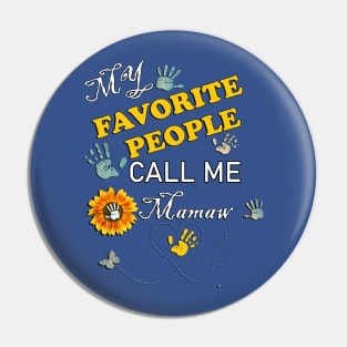 Grandmother Quote & Graphic Design Sunflower, Butterflies and Handprints Mamaw, Grandma Pin