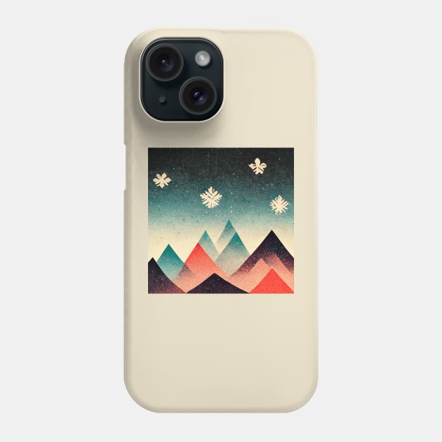 Snowflake Mountains Phone Case by Retro Travel Design