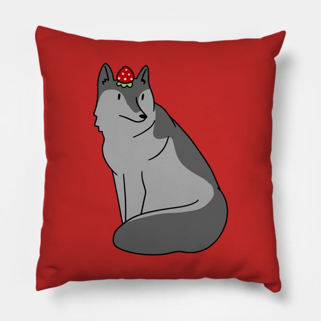 Strayberry Gray Wolf Pillow by saradaboru