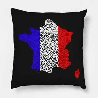 France Map and Flag Pillow